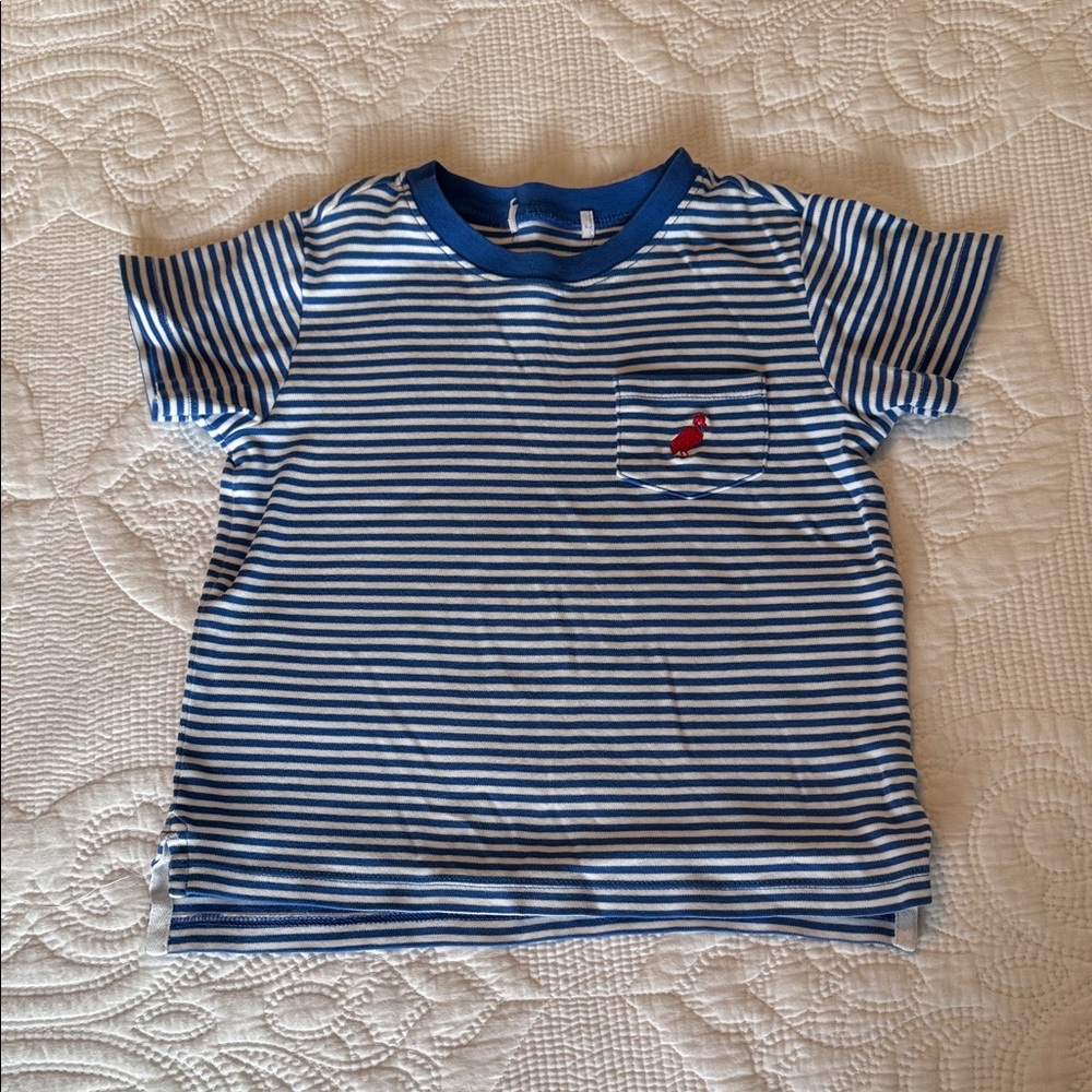 The Beaufort Bonnet Company Blue and White Striped Polo